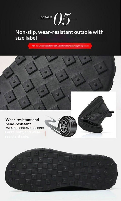 Glide Winter Thickened Fleece Waterproof Leather Shoes Men, Non-Slip Casual Warm Elderly Shoes, Snow Boots For Men_voghion.com