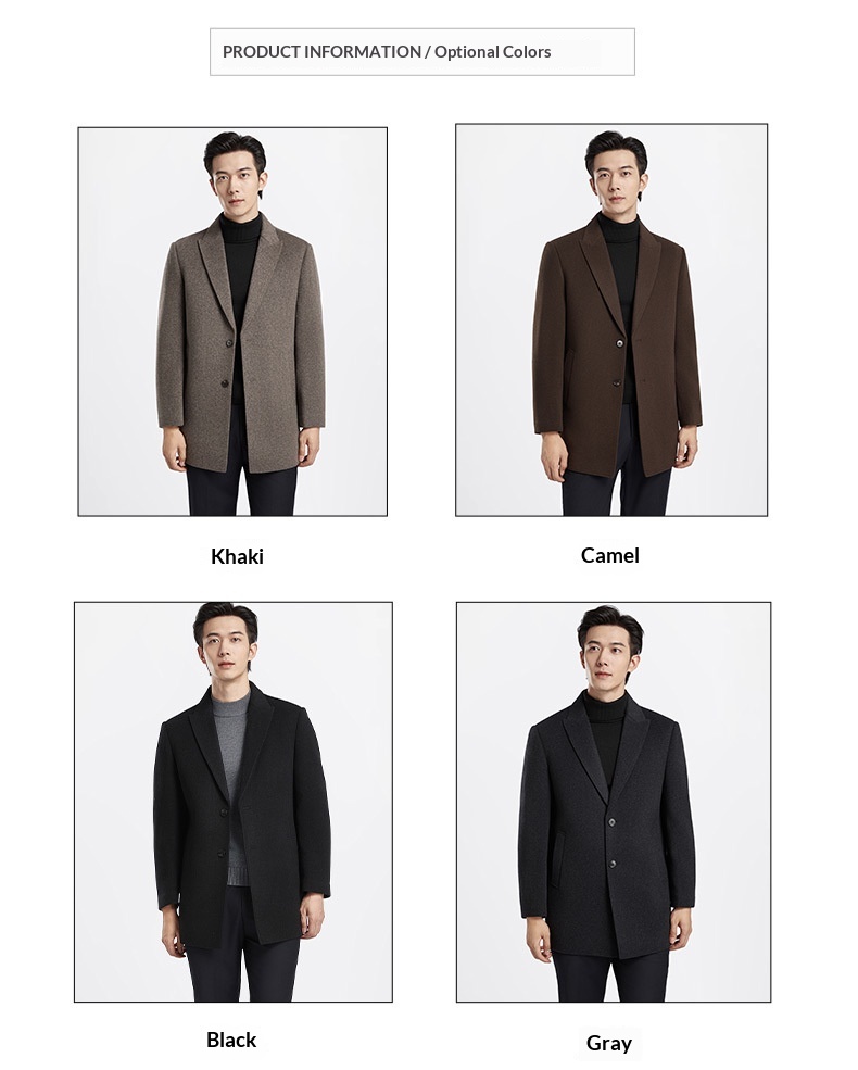 boy Boy Boy Men's 100% Double-Sided Wool Coat Autumn Winter Light Business Mid-Length Down Liner Suit Collar Woolen Jacket_voghion.com
