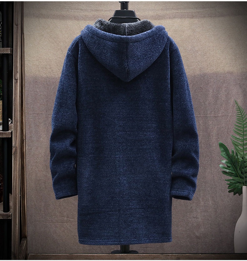 boy Boy Boy High-Quality Autumn Winter New Men's Casual Mid-Length Versatile Fleece Knit Cardigan Trench Coat Jacket_voghion.com