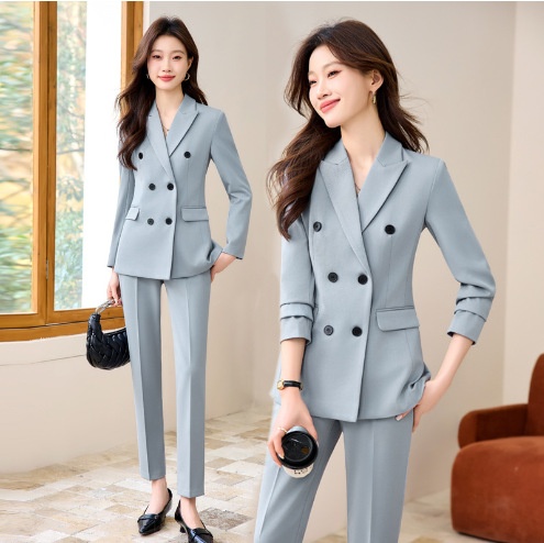 ChicShe Women's Suit Set Professional Double-Breasted Elegant Atmosphere For Formal Occasions, Interviews, College Students,_voghion.com