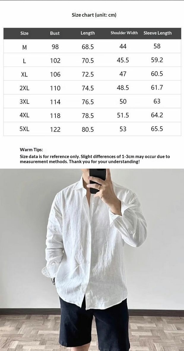 Camisa masculina casual de manga comprida, estilo europeu e americano, em algodão de alta qualidade, respirável e folgada, com proteção solar._voghion.com