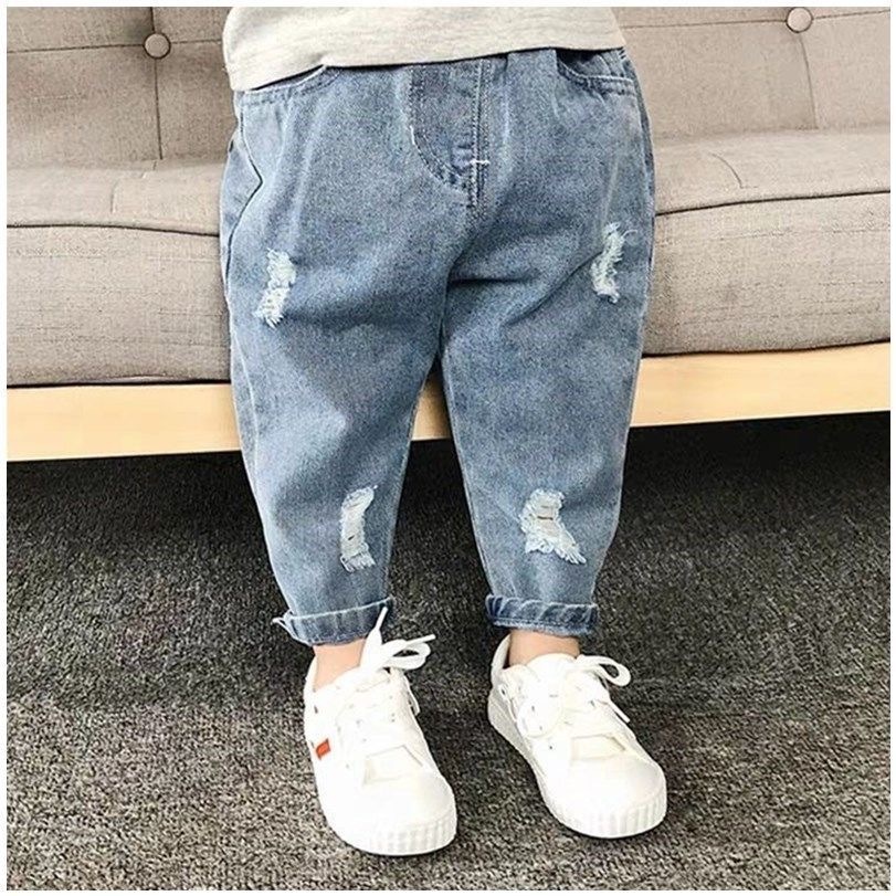 ragazzo Ragazzo Ragazzo Abbigliamento per bambini Jeans strappati per bambini Primavera e autunno Nuovo stile 1-8 anni Ragazze Ragazzi Larghi Lunghi Neonato Elegante Papà_voghion.com