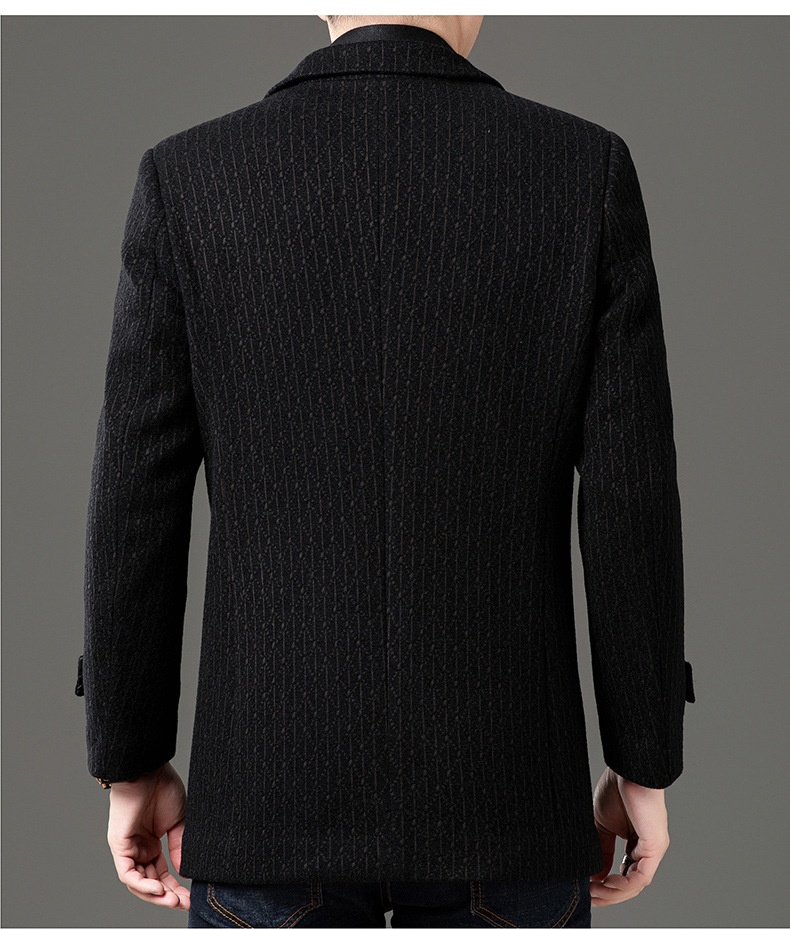 boy Boy Boy 2025 Winter Wool Coat Men, Fashionable Striped Suit Collar, White Duck Down Scarf Woolen Jacket For Young And_voghion.com