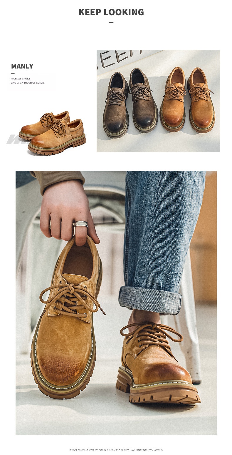 Glide Glide Spring Nw Lathr Pigskin British Rtro Low-top Thick-sold Hight-incrasing Non-slip Casual Work Shos Mn's_voghion.com