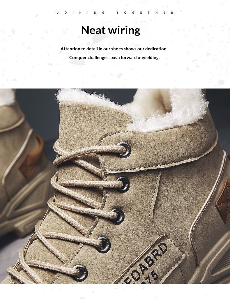 Glide Martin Winter Work High-top Men's Cotton Shoes With Fleece Warm Waterproof Non-slip Northeast Snow Boots Men_voghion.com