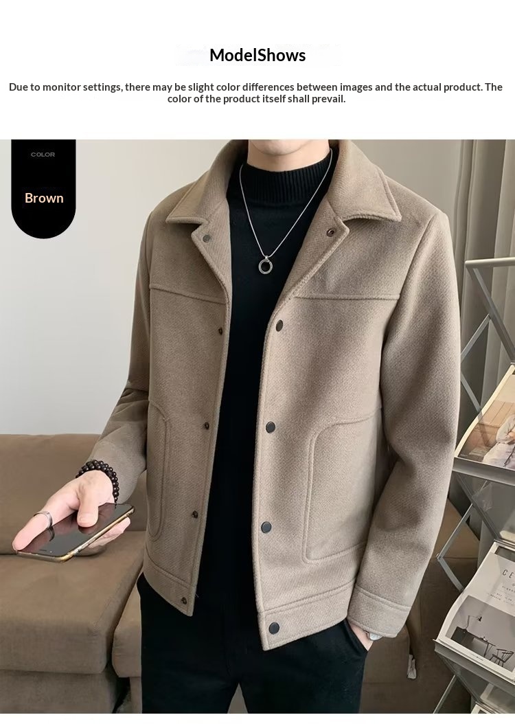 boy Boy Boy Winter Korean Coat Men's Light Mature Style Lapel Woolen Jacket Autumn Trendy Short Slim Fit Versatile Overcoat_voghion.com