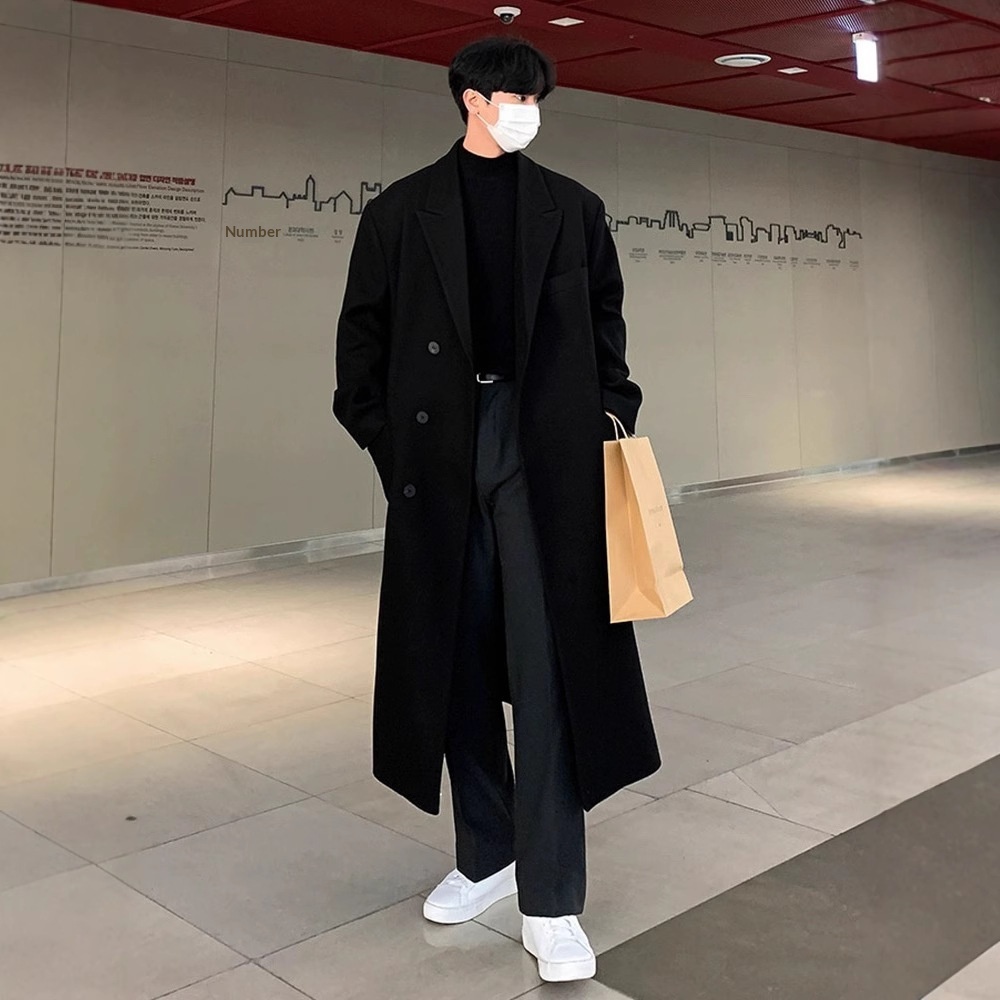 boy Boy Boy C3000 2024 Winter New Wool For Men Korean Style Over-the-Knee Thickened Woolen Jacket Casual Trench Coat_voghion.com