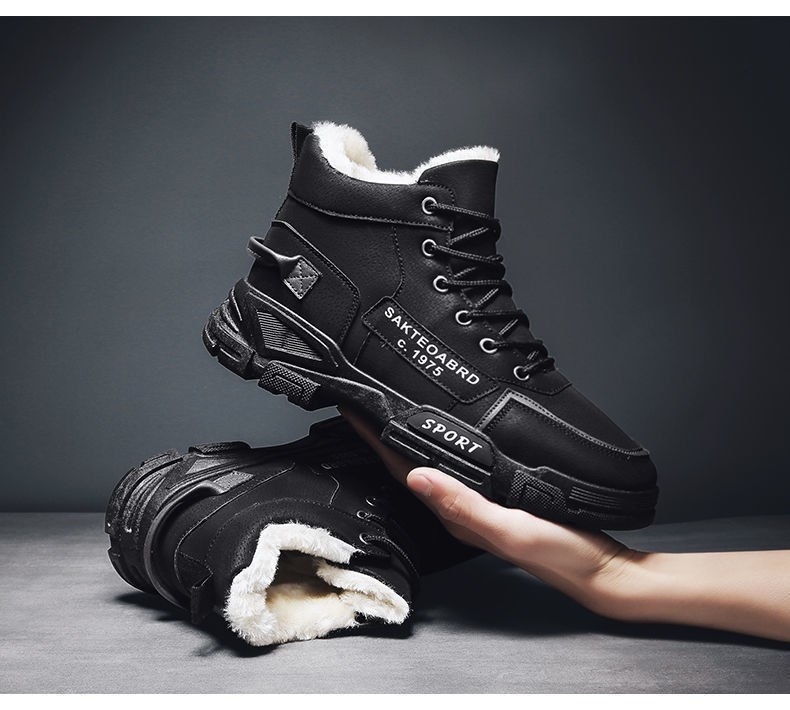 Glide Martin Winter Work High-top Men's Cotton Shoes With Fleece Warm Waterproof Non-slip Northeast Snow Boots Men_voghion.com