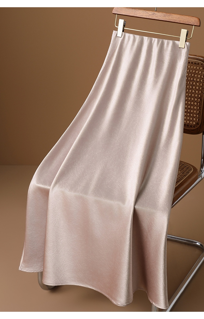 ChicShe S10 Champagne Pink Jacquard Silky Satin Half-length Long Women 2025 Spring European Goods Western Style Fishtail Skirt_voghion.com