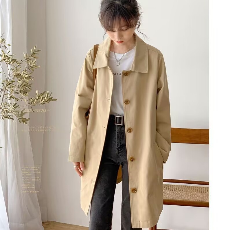 Women's Clothing Women's Clothing Women's Clothing Women's Clothing College Style Mid-Length Trench Coat Women, Autumn A_voghion.com
