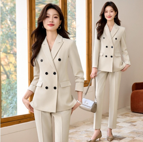 ChicShe Women's Suit Set Professional Double-Breasted Elegant Atmosphere For Formal Occasions, Interviews, College Students,_voghion.com