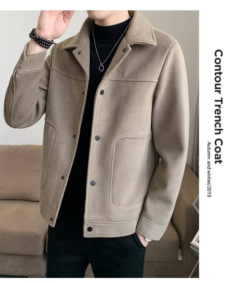 boy Boy Boy Winter Korean Coat Men's Light Mature Style Lapel Woolen Jacket Autumn Trendy Short Slim Fit Versatile Overcoat_voghion.com