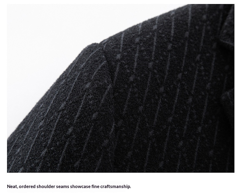 boy Boy Boy 2025 Winter Wool Coat Men, Fashionable Striped Suit Collar, White Duck Down Scarf Woolen Jacket For Young And_voghion.com