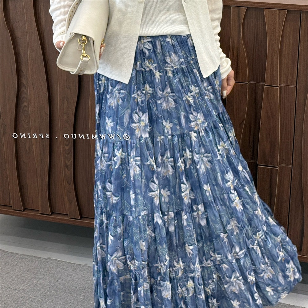 ChicShe Europe Station 2025 Early New European Goods Korean Style Fresh Floral A-line Midi Skirt For Women Spring And Autumn_voghion.com