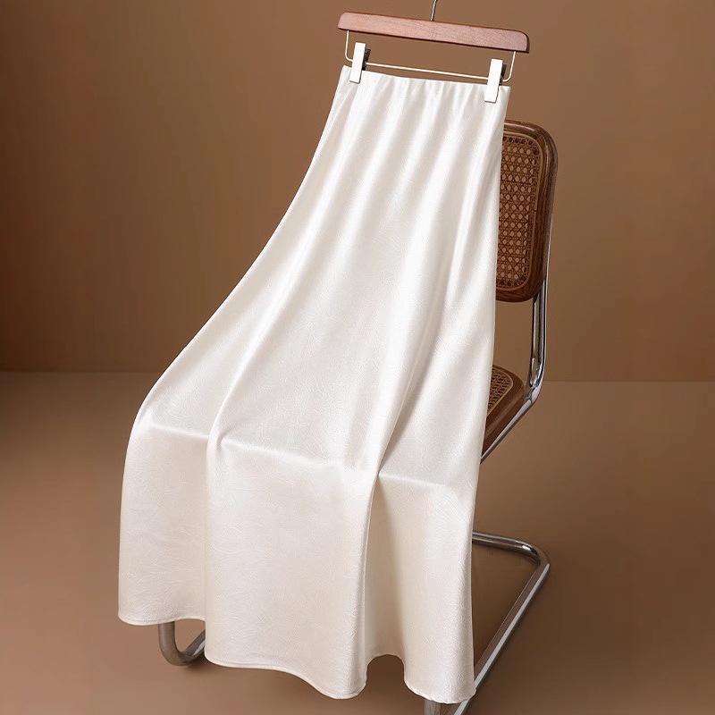 ChicShe S10 Champagne Pink Jacquard Silky Satin Half-length Long Women 2025 Spring European Goods Western Style Fishtail Skirt_voghion.com