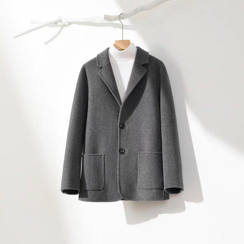 boy Boy Boy Autumn Winter 100% Wool High-End Double-Sided Suit Business Casual Woolen Coat Men's Clothing_voghion.com
