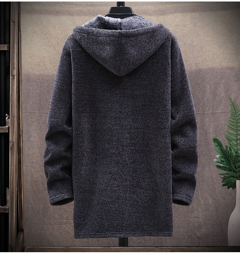 boy Boy Boy High-Quality Autumn Winter New Men's Casual Mid-Length Versatile Fleece Knit Cardigan Trench Coat Jacket_voghion.com