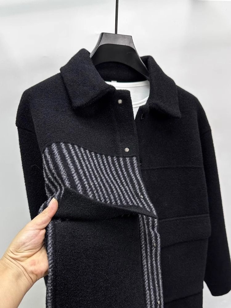 boy Boy Boy Jacket Coat Men's Turn-Down Collar Short Casual Woolen Autumn Winter Thickened Trendy Outerwear Factory Direct Sale_voghion.com