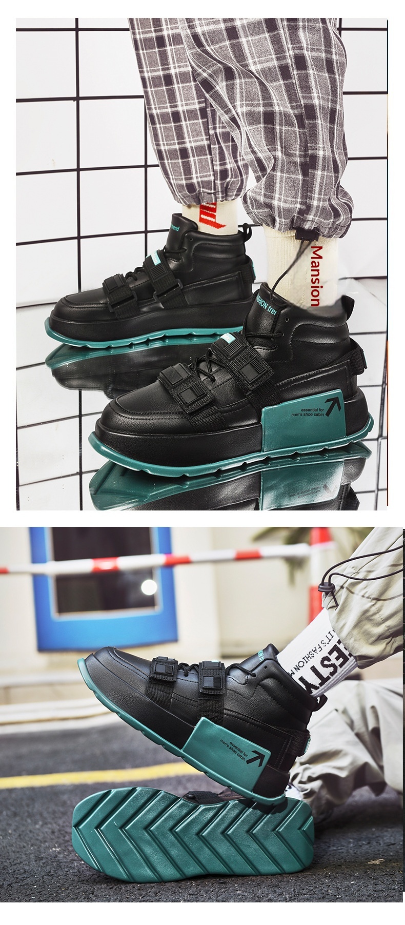 Glide Glide European Station High-Top Thick-Soled Martin Autumn Ins Casual Sneakers Motorcycle Boots Trendy Cycling Men's Shoes_voghion.com