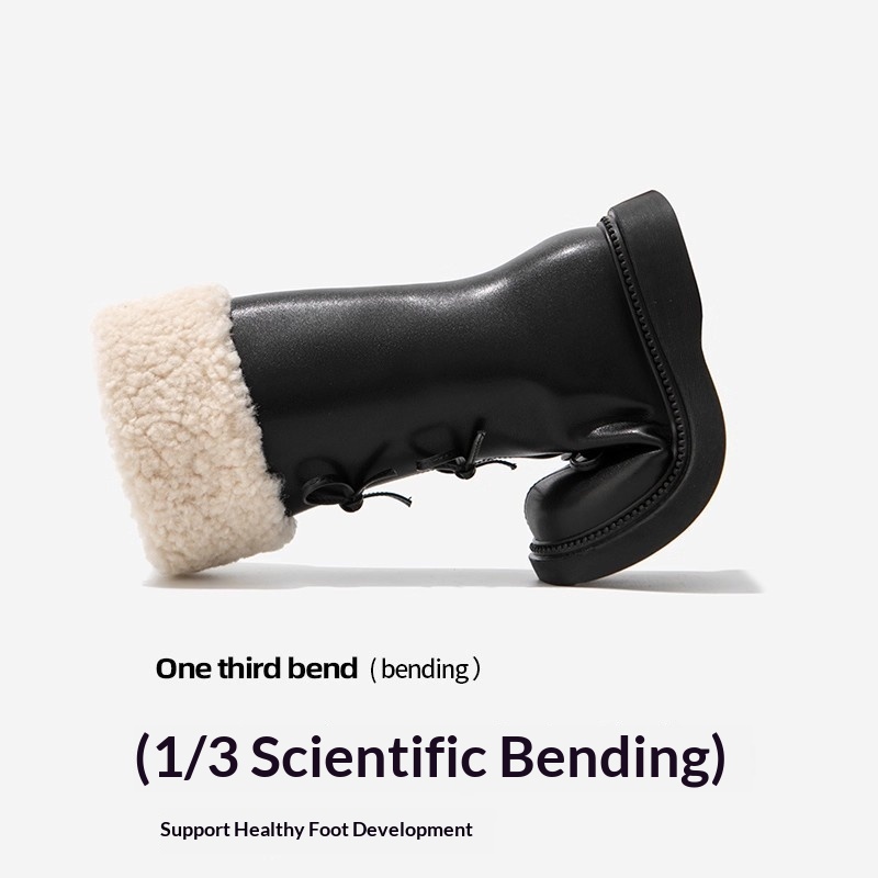 ShoeGlobe - Stivali da neve alti da principessa in pelle, foderati in pile, per bambine, autunno inverno 2025_voghion.com