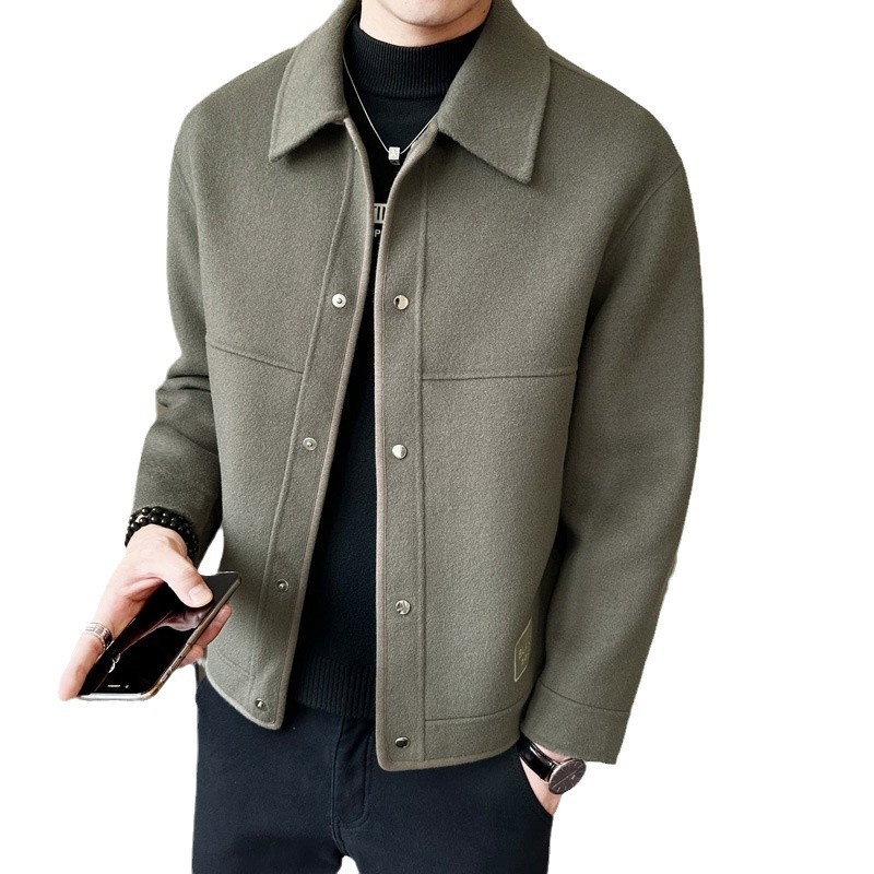 boy Boy Boy Fanwo FW1301 New In Stock 2024 Autumn Winter Pure Handmade Short Double-Sided Cashmere Coat For Men Fashion Jacket_voghion.com