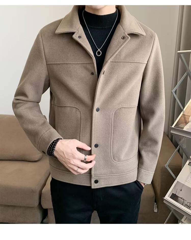 boy Boy Boy Winter Korean Coat Men's Light Mature Style Lapel Woolen Jacket Autumn Trendy Short Slim Fit Versatile Overcoat_voghion.com