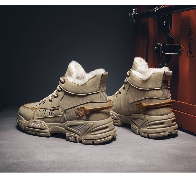 Glide Martin Winter Work High-top Men's Cotton Shoes With Fleece Warm Waterproof Non-slip Northeast Snow Boots Men_voghion.com