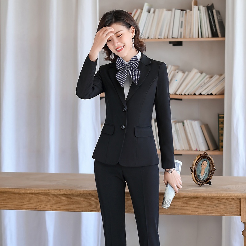 ChicShe Professional Suit Set For Women Hotel Front Desk Manager Workwear Autumn Winter Elegant Civil Servant Formal Small_voghion.com
