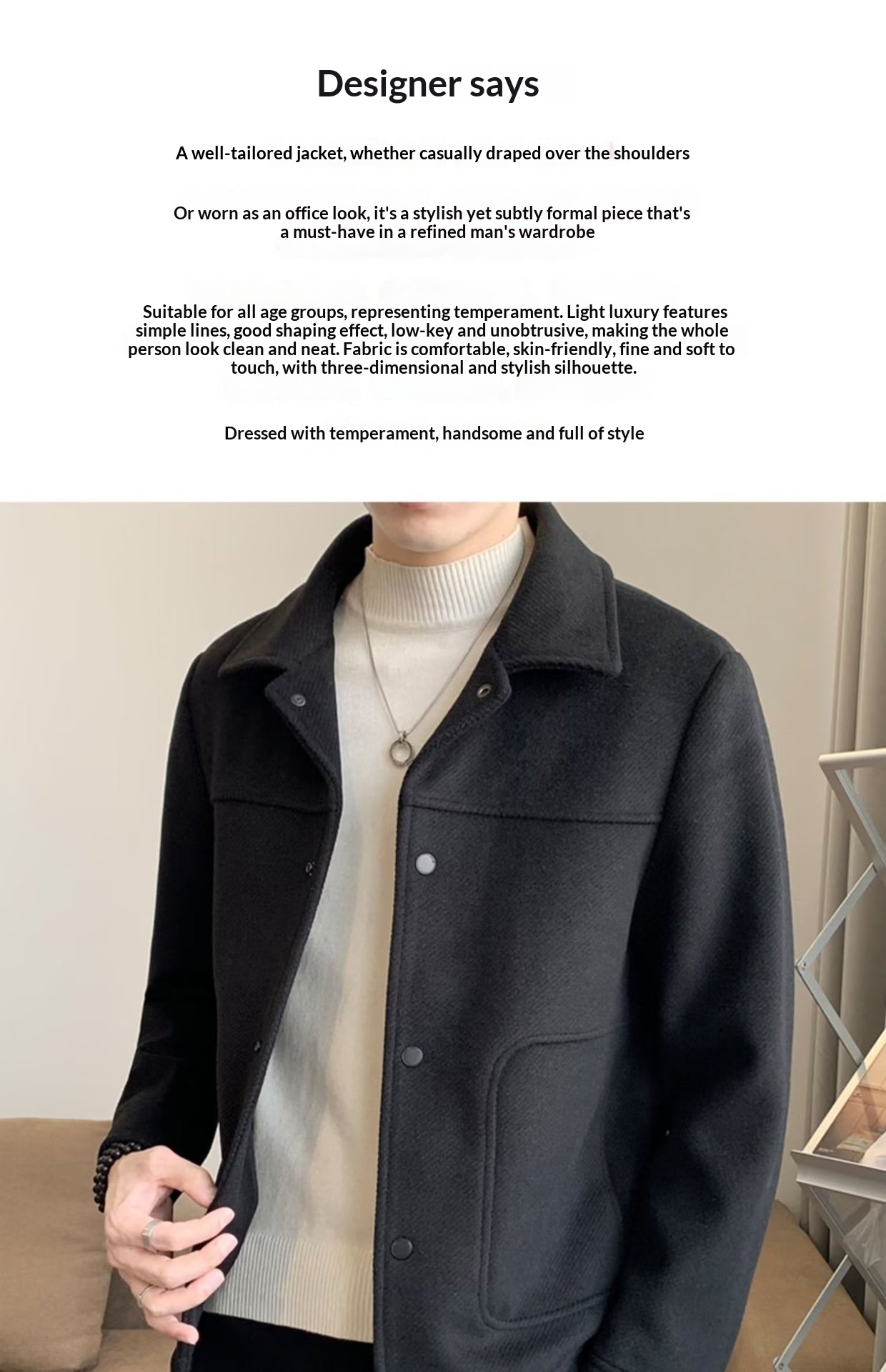 boy Boy Boy Winter Korean Coat Men's Light Mature Style Lapel Woolen Jacket Autumn Trendy Short Slim Fit Versatile Overcoat_voghion.com