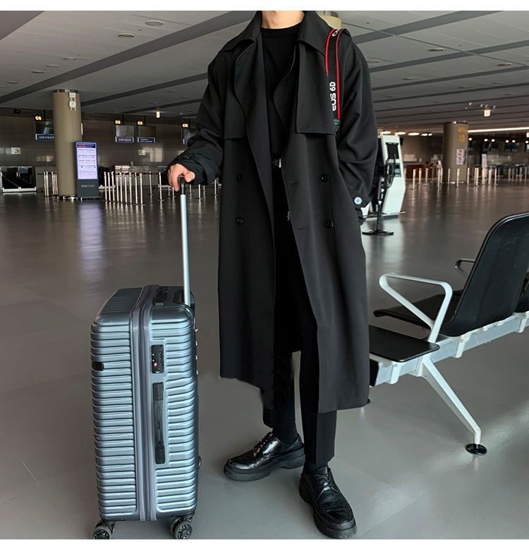 boy Boy Boy Autumn Winter Design Trench Men's Mid-Length Jacket Korean Casual Loose British Style Double-Breasted Coat_voghion.com