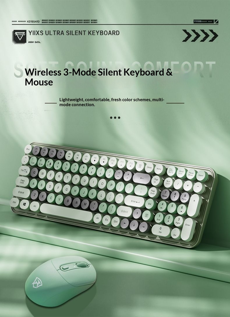 NeoGear Kabellose Tastatur und Maus mit Bluetooth, drei Modi, wiederaufladbar, niedlich, tragbar, leise – ideal für Computer und Laptops, auch für Mädchen_voghion.com