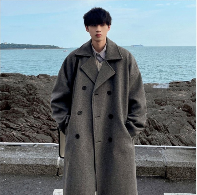 boy Boy Boy Winter Wool Coat For Men, Mid-Length Over-the-Knee Suit Collar Double-Breasted Woolen Trench Coat, Thickened Ins Trend_voghion.com