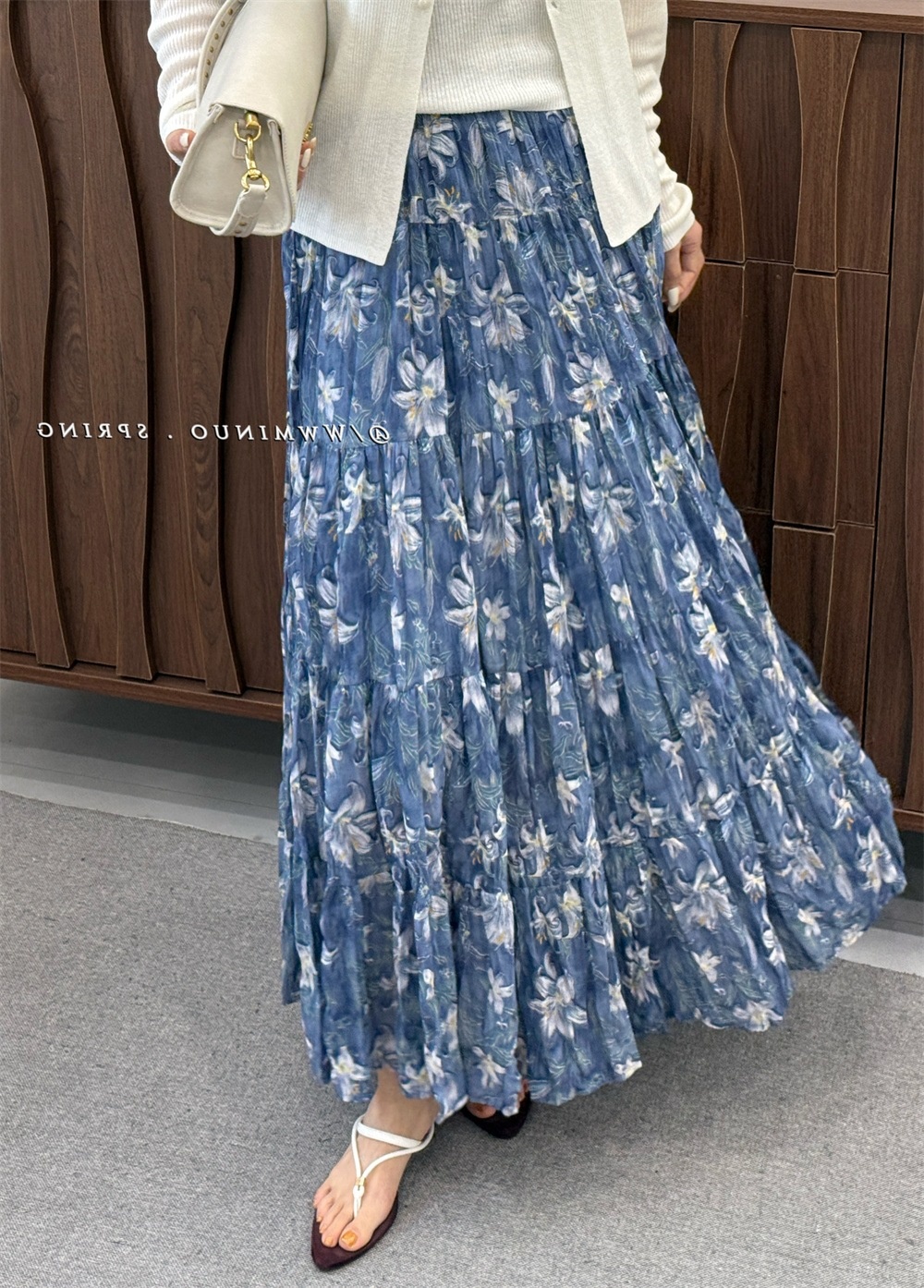ChicShe Europe Station 2025 Early New European Goods Korean Style Fresh Floral A-line Midi Skirt For Women Spring And Autumn_voghion.com