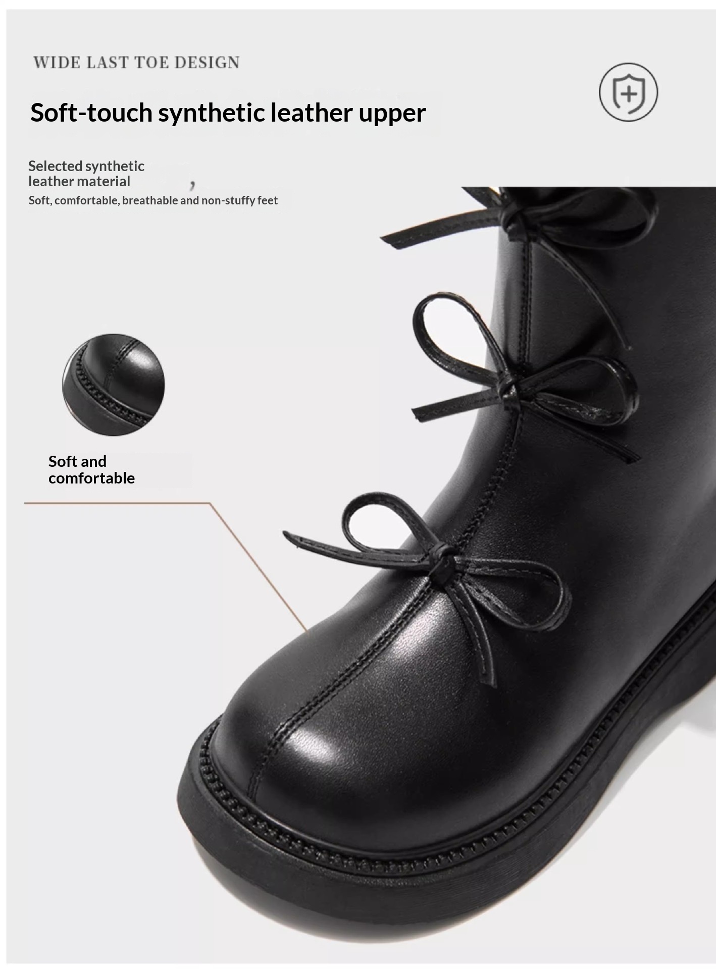 ShoeGlobe - Stivali da neve alti da principessa in pelle, foderati in pile, per bambine, autunno inverno 2025_voghion.com