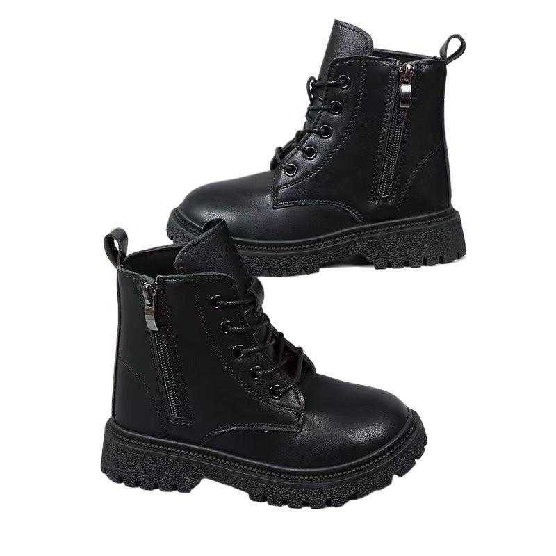 ShoeGlobe ShoeGlobe Martin 2025 Autumn Fleece Lined Thickened British Style Little Girls Winter Shoes Boys Warm Short Boots_voghion.com