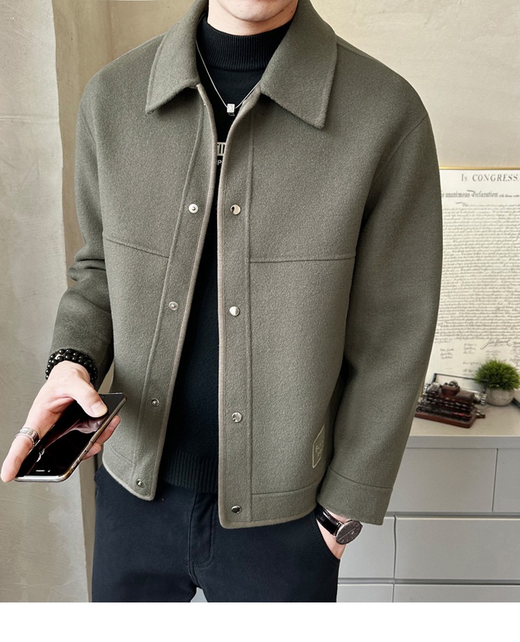 boy Boy Boy Fanwo FW1301 New In Stock 2024 Autumn Winter Pure Handmade Short Double-Sided Cashmere Coat For Men Fashion Jacket_voghion.com
