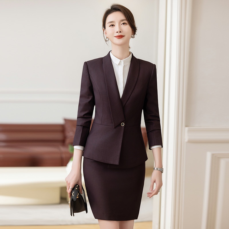 ChicShe Giacca grigia da donna, nuovo abito professionale autunno inverno per donna, abbigliamento da lavoro per hotel e gioiellerie_voghion.com