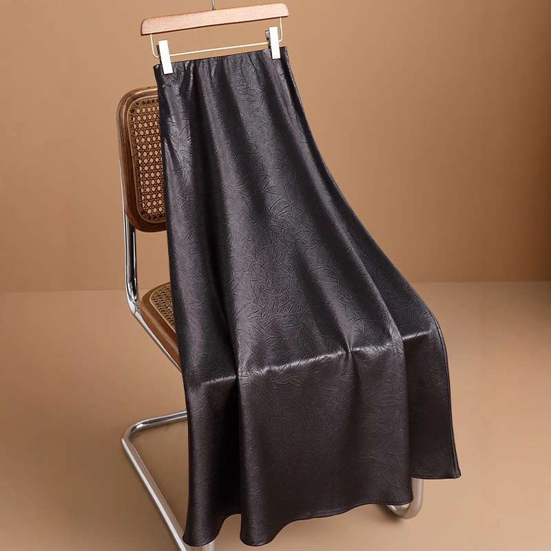 ChicShe S10 Champagne Pink Jacquard Silky Satin Half-length Long Women 2025 Spring European Goods Western Style Fishtail Skirt_voghion.com