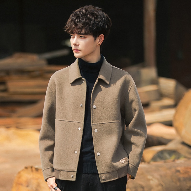 boy Boy Boy 22A01 Men's Double-Sided Jacket New Trend Thickened Woolen Short Cashmere Coat Autumn Winter Casual_voghion.com