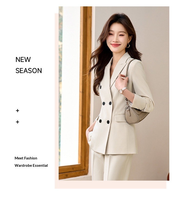 ChicShe Women's Suit Set Professional Double-Breasted Elegant Atmosphere For Formal Occasions, Interviews, College Students,_voghion.com