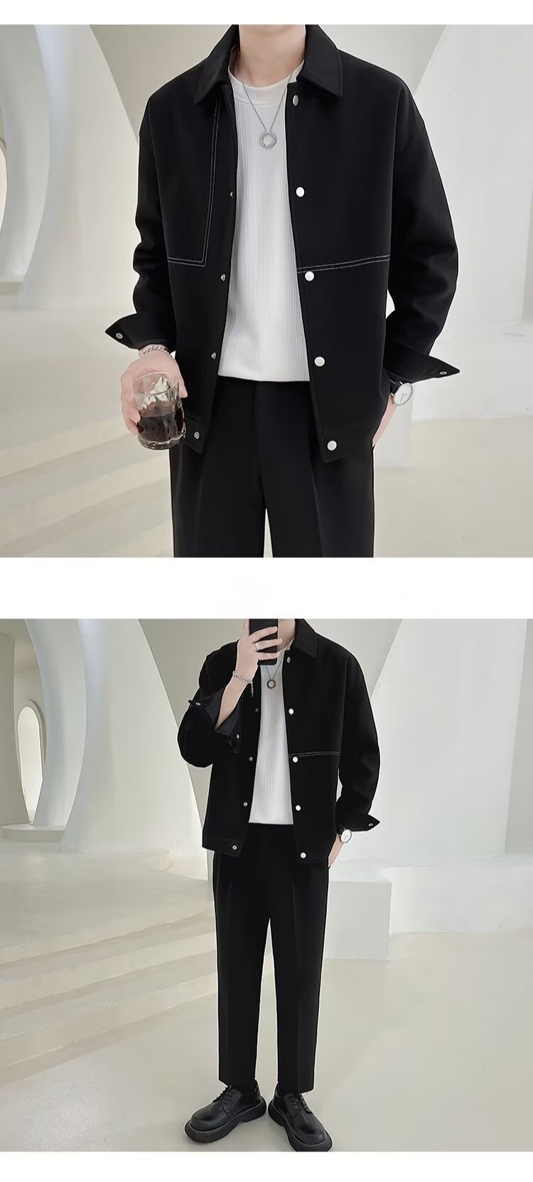 boy Boy Boy For Men Korean Version Light Mature Style Short Turn-Down Collar Jacket Men's Trendy High-End Casual Autumn Winter Top_voghion.com