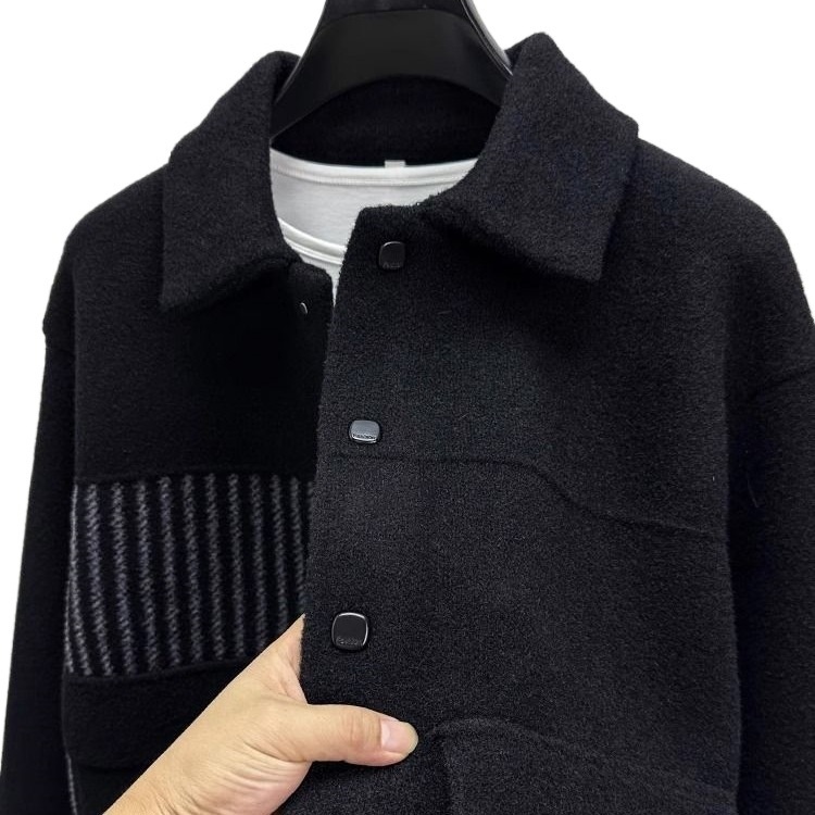 boy Boy Boy Jacket Coat Men's Turn-Down Collar Short Casual Woolen Autumn Winter Thickened Trendy Outerwear Factory Direct Sale_voghion.com