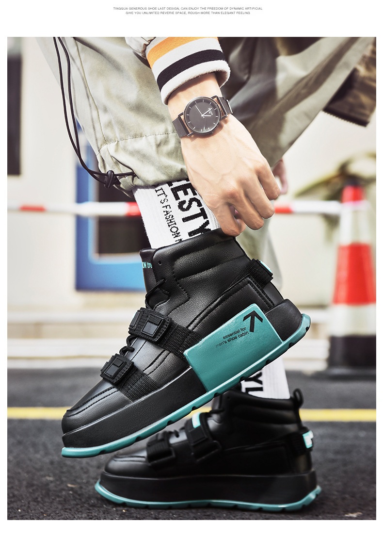 Glide Glide European Station High-Top Thick-Soled Martin Autumn Ins Casual Sneakers Motorcycle Boots Trendy Cycling Men's Shoes_voghion.com