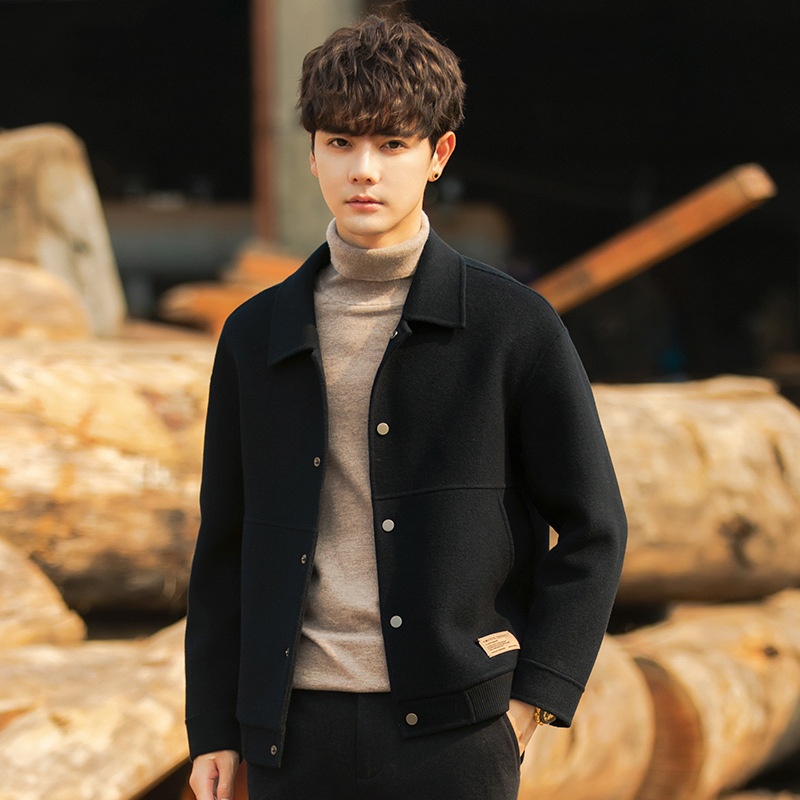 boy Boy Boy 22A01 Men's Double-Sided Jacket New Trend Thickened Woolen Short Cashmere Coat Autumn Winter Casual_voghion.com