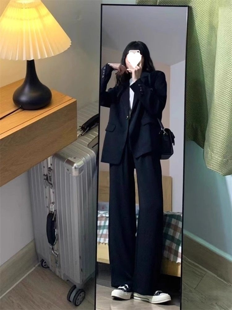 ChicShe Schwarzes Set für Damen, Frühjahr/Herbst 2025, neue Mode, lässig, professionell, formell, für Studentinnen, Vorstellungsgespräch_voghion.com