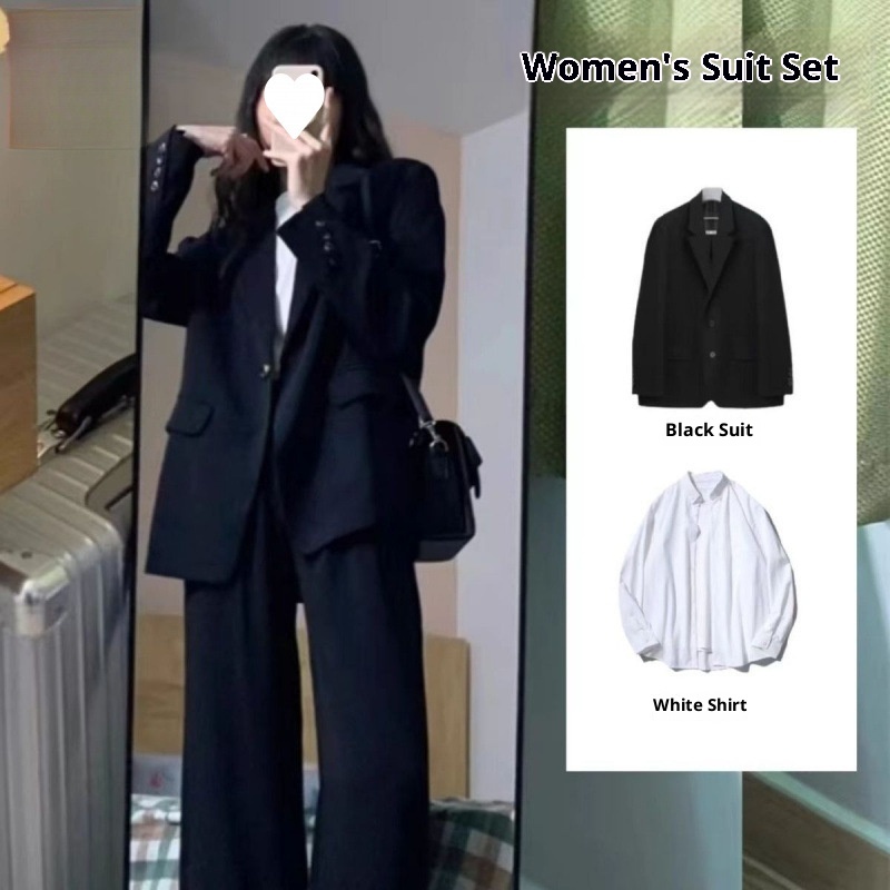 ChicShe Schwarzes Set für Damen, Frühjahr/Herbst 2025, neue Mode, lässig, professionell, formell, für Studentinnen, Vorstellungsgespräch_voghion.com