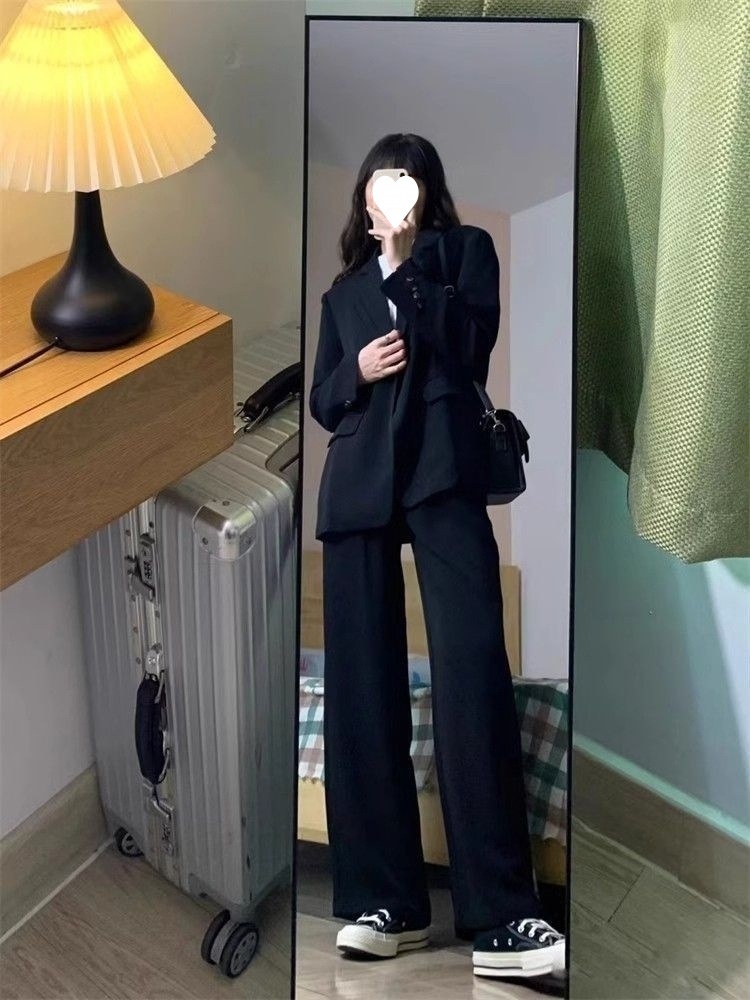 ChicShe Schwarzes Set für Damen, Frühjahr/Herbst 2025, neue Mode, lässig, professionell, formell, für Studentinnen, Vorstellungsgespräch_voghion.com