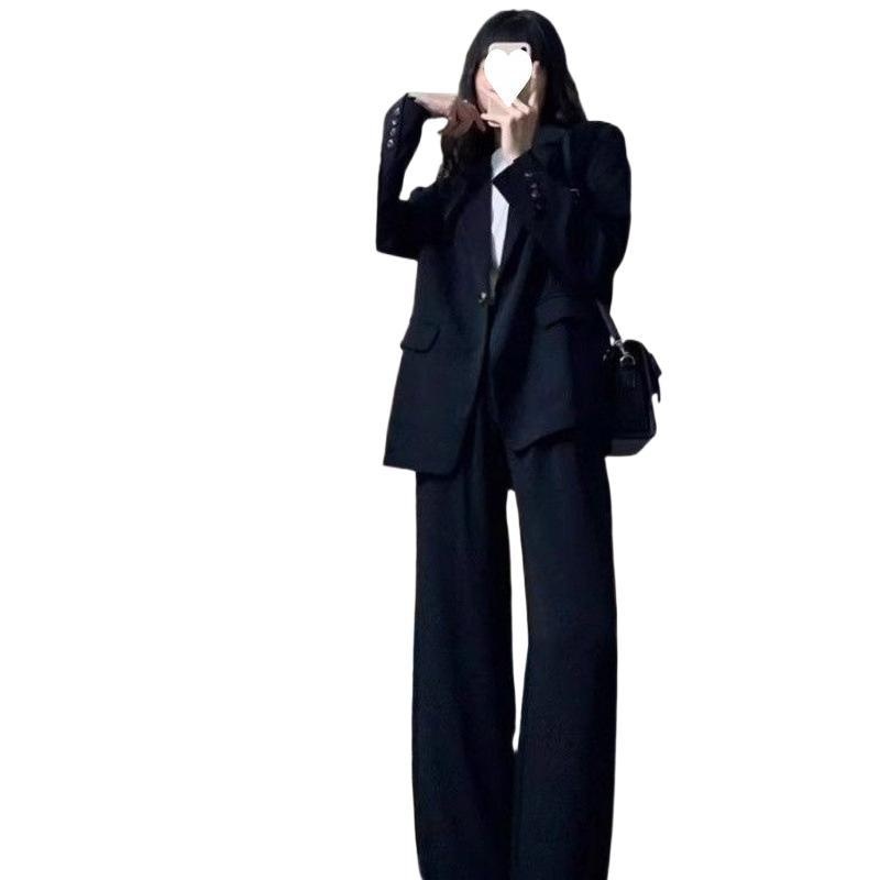 ChicShe Schwarzes Set für Damen, Frühjahr/Herbst 2025, neue Mode, lässig, professionell, formell, für Studentinnen, Vorstellungsgespräch_voghion.com