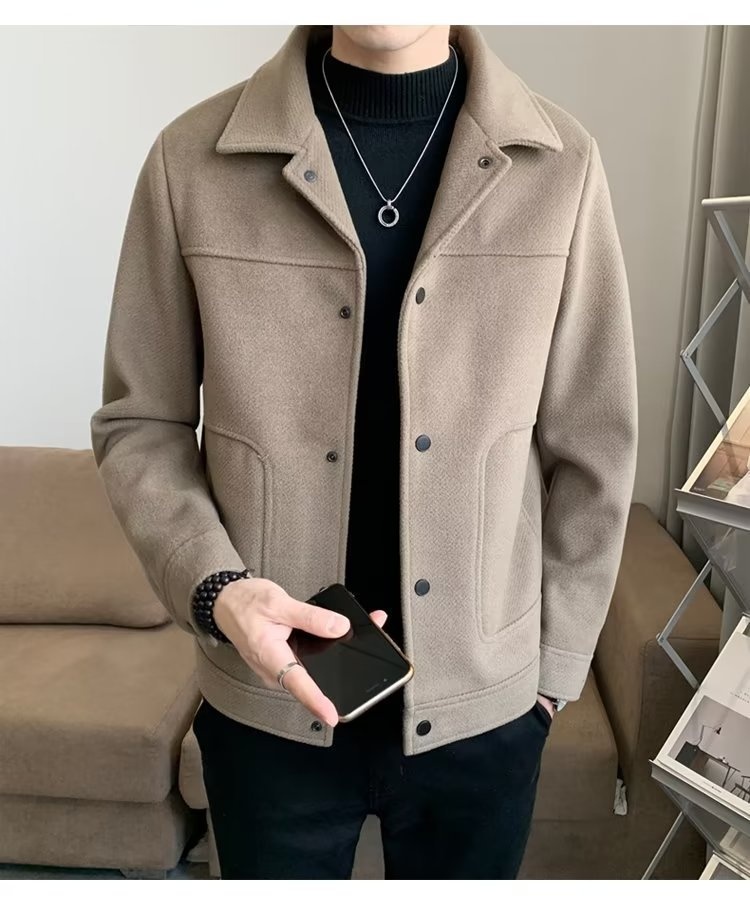 boy Boy Boy Winter Korean Coat Men's Light Mature Style Lapel Woolen Jacket Autumn Trendy Short Slim Fit Versatile Overcoat_voghion.com