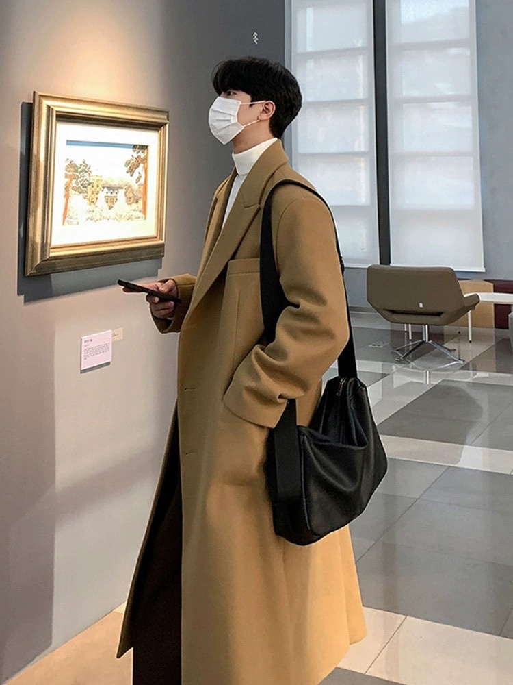 boy Boy Boy C3000 2024 Winter New Wool For Men Korean Style Over-the-Knee Thickened Woolen Jacket Casual Trench Coat_voghion.com